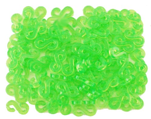 Loom Bands S-Clips Neon Green for Loom Rubber bands 100 Pack Bag refill s clips