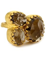 Kevia "Rococo" Triple Cluster Rose Cut Smoky Quartz Lace Bezel Ring