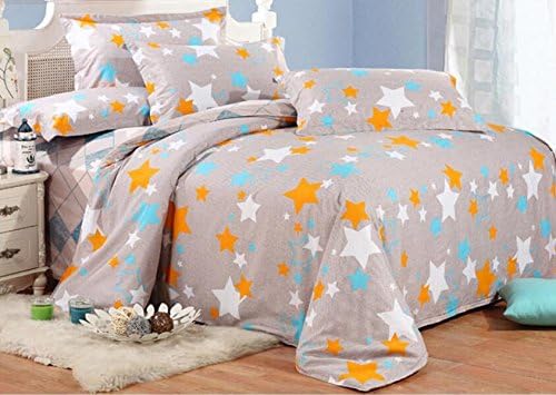 Fashion Simple Asterism Printing Duvet Cover Set Star Group Bed Sheet All Cotton Soft Bedding Set Comforter Cover+flat Sheet+pillowcase (Asterism)
