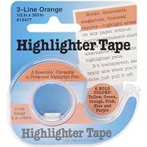 Highlighter Tape 1/2"X393"-Orange