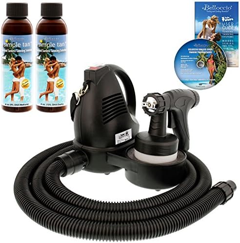 Turbo Tan Premium (Model T75) Professional Sunless HVLP Turbine Spray Tanning System with 4 oz. Simple Tan 8% DHA Medium and 12% DHA Dark Tanning Solutions &amp; DVD