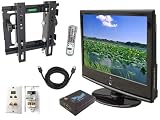Pyle Home Deluxe TV Package, 22 Hi-Definition LCD Flat Panel Color TV + Flat Panel Tilted TV Wall Mount + PSP to HDMI Converter With Full Screen Up-Scaling + HDMI/Mono RCA Audio/Coaxial/Dual Ethernet Combo Wall Plate + 6ft High Definition HDMI Cable