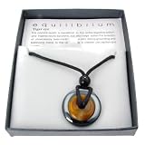 Tigers Eye and Hematite Pendant with Black Cord and Gift Box