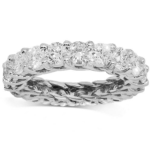 14K White Gold Womens Diamond Eternity Band 4.85 