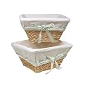 Natural Basket Set with White Waffle Liner