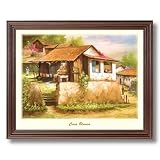 Mexican Casa Blanca Spanish Landscape Home Decor Wall Picture Cherry Framed Art Print