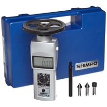 Shimpo DT-105A-S12 Handheld Tachometer with 12" Wheel, LCD Display, +/-0.06rpm Accuracy, 0.10 - 25000rpm Range