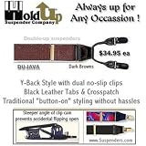 Dark Brown Java colored mens dual clip suspenders