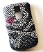 Sparkling Pirate Girl / Gurl Black with Silver Skull Pink Heart Cross n Bones Premium Luxury Rhinestones Full Diamond Bling Blackberry Bold 9000 Snap on Cell Phone Case