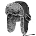 Janey&Rubbins Unisex Winter Knit Russian Ushanka Cossack Trapper Bomber Aviator Cap Hat (M, Leather Black)