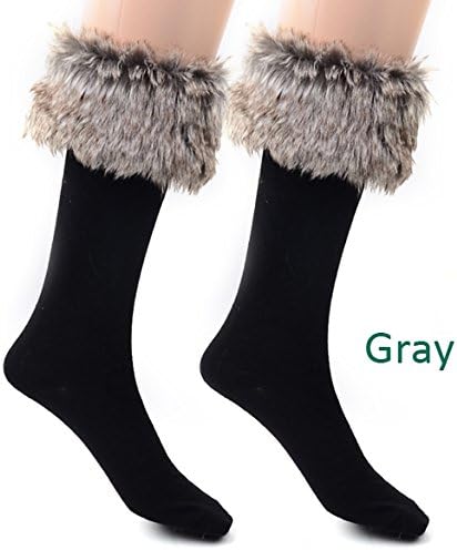 Luckcart Japan Style Winter Snow Socks with Synthetic Fur Boot Socks (Gray)