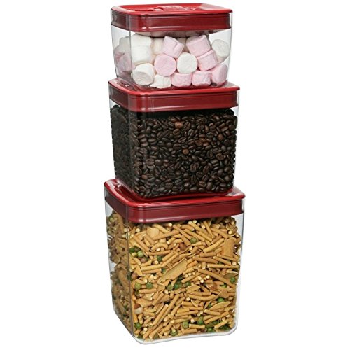 ClickClack 623301 Cube Storage Container with Red Lids, Set of 3