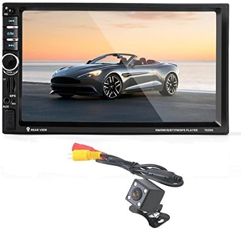 Efitty 7" HD Touchscreen 2 Din In Dash Car Stereo MP5 Player Support GPS Navigation USB/ TF /AUX /FM Bluetooth Hands-free Call Power Output Remote Control with Rear View Camera Microphone
