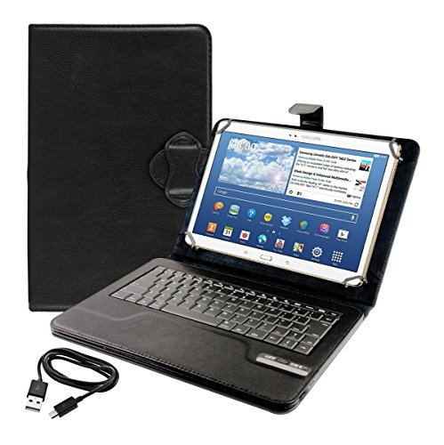 kwmobile® High Quality Universal Leather Case with integrated Bluetooth Keyboard for Samsung Galaxy Tab S 10.5 T800 / T805 in Black- QWERTY Keyboard