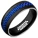 8MM Men's Black Tungsten Carbide Engagement Ring Wedding Band Blue Carbon Fiber Inlay Comfort Fit Size 12