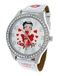 Betty Boop #BBW511C Women's Oversize Leather Strap Watch