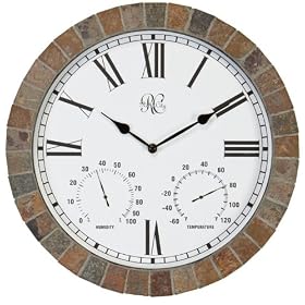 River City Clocks 15 Inch Indoor Outdoor Tile Clock with Time, Temperature, and Humidity -... from Thermometer Clocks