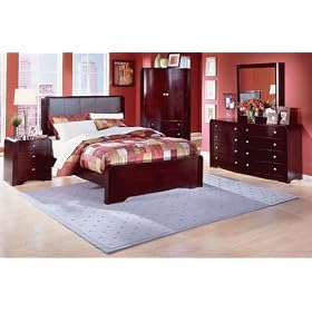 Beacon Queen Leather Bed Set With Armoire