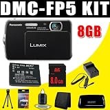 Panasonic Lumix DMC-FP5 14.1 MP Digital Camera with 4x Optical Image Stabilized Zoom (Black) BCK7 Battery/Charger 8GB DavisMAX Bundle