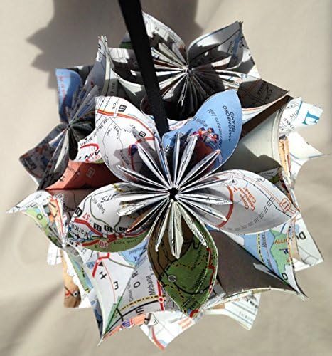 Upcycled North Carolina Map Origami Ornament Large