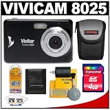 cheap Vivitar ViviCam 8025 8.1 MP Digital Camera (Black) with 4GB SD Card + Case + Accessory Kit