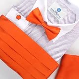 Orange Red Wedding Bow Tiespre-tied for Men Hanky Cufflinks with Free Box CM1012  Orange