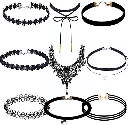 Jooest 2016 New Brand Design 9 Pieces Choker Necklace Set Stretch Velvet Classic Gothic Tattoo Lace Choker Necklaces