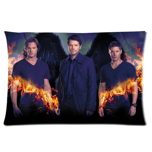 Supernatural TV Series Jensen Ackles Jared Padalecki Misha Collins Personalized Rectangle Pillow Case 24x16 (one side)