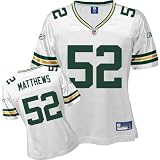 Reebok Green Bay Packers Clay Matthews Women's Replica White Jersey Medium