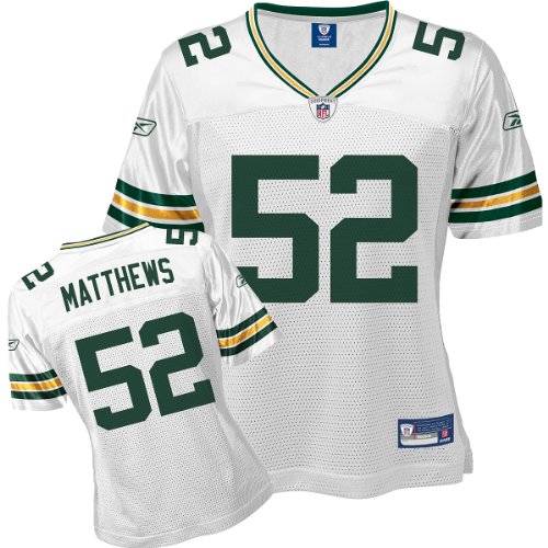 Reebok Green Bay Packers Clay Matthews Women's Replica White Jersey Large