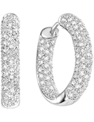 Diamond Hoop Earrings 1.0 Carat (ctw) in 14K White Gold (1 Inch)