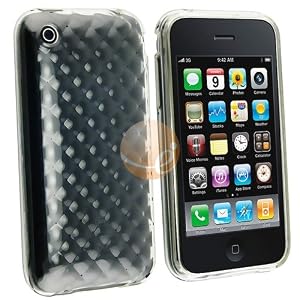 Clear White Patterned Rubber Silicone Skin Case Cover for Apple iPhone 3GS 16GB / 32GB