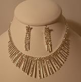 Modern Clear Crystal Necklace and Earring Set