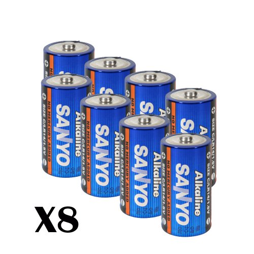 New Sanyo Premium Quality Alkaline C Size / LR14 / 1.5v Batteries for Flashlight , Clock , Alarms , Toys ( 8 Batteries )