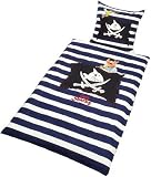Bierbaum 001900 Renforc�-Kinder-Lizenzbettw�sche mit Rei�verschluss 135x200 cm Dessin Captain Sharky  2174 blau - 