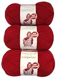 Premier Yarns 3-Pack Solid Deborah Norville Everyday Soft Worsted, Really Red