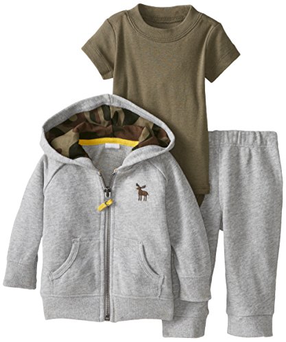 Carter's Baby Boys' 3 Piece Hoodie Set (Baby) - Heather