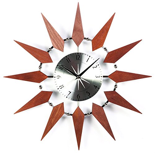 Stilnovo Starbust Wall Clock, Silver/Walnut