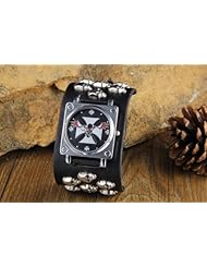 Youyoupifa Abstract Numbers Black Leather Band Quartz Bracelet Unisex Watch