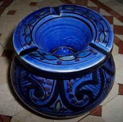 Moroccan Handmade Two-Piece Ceramic Zaroka Small Ashtray by Treasures of Morocco,Free shipping