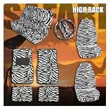 11 pc Complete Safari Zebra High Back Car Mats Seat Covers Steering Wheel Cover Set from Car Covers
