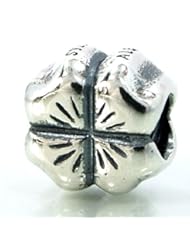 .925 Sterling Silver " 4 Leaf Clover Charm " for Pandora Chamilia Kays Troll European Story Charm Bracelets