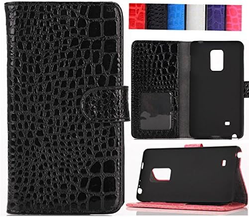 Galaxy Note Edge Case - Demomm(tm) Flip Pu Leather Case Wallet Cover with Stand for Samsung Galaxy Note Edge (Crocodile Grain-black)
