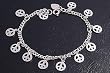 Peace Sign Charm Bracelet, Sterling Silver, Length: 7" adjust to 7.5"