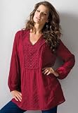 Roamans Plus Size Claudette Long Sleeve Blouse