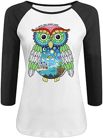 CALZ Girls Owl City Album Logo Three-Quarter Sleeve O-Neck Shirt M Black