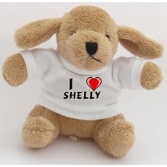 Pl�sch H�ndchen Schl�sselhalter mit T-shirt mit Aufschrift Ich liebe Shelly