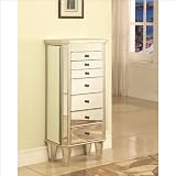 Powell Mirrored Jewelry Armoire with Silver Wood