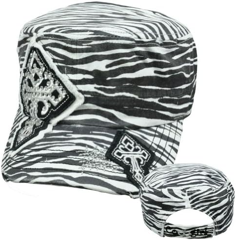 Fatigue Field Patrol Military Hat Castro Gem Ripped Celtic Cross Zubaz Zebra Cap