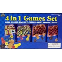 4 In 1 Games Set - Chess, Checkers, Parchisi, Snakes and Ladders